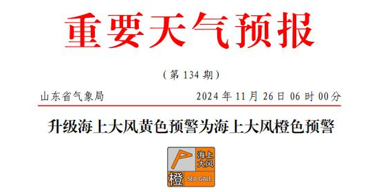 山东海上大风橙色预警，，，，，，，部分口岸或暂停作业