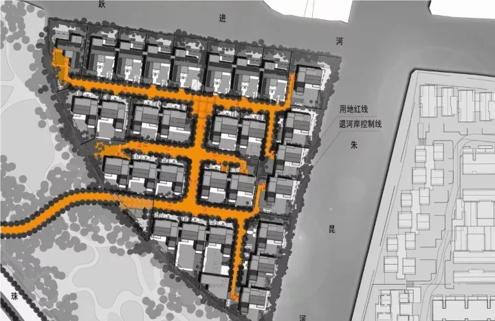 王字型路网造分化人流，保障入口私密性